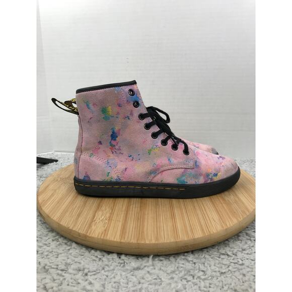 Dr. Martens Sheridan Pink Rainbow Burst Suede Casual Ankle Lace Up Boot Womens 6 - Picture 5 of 12